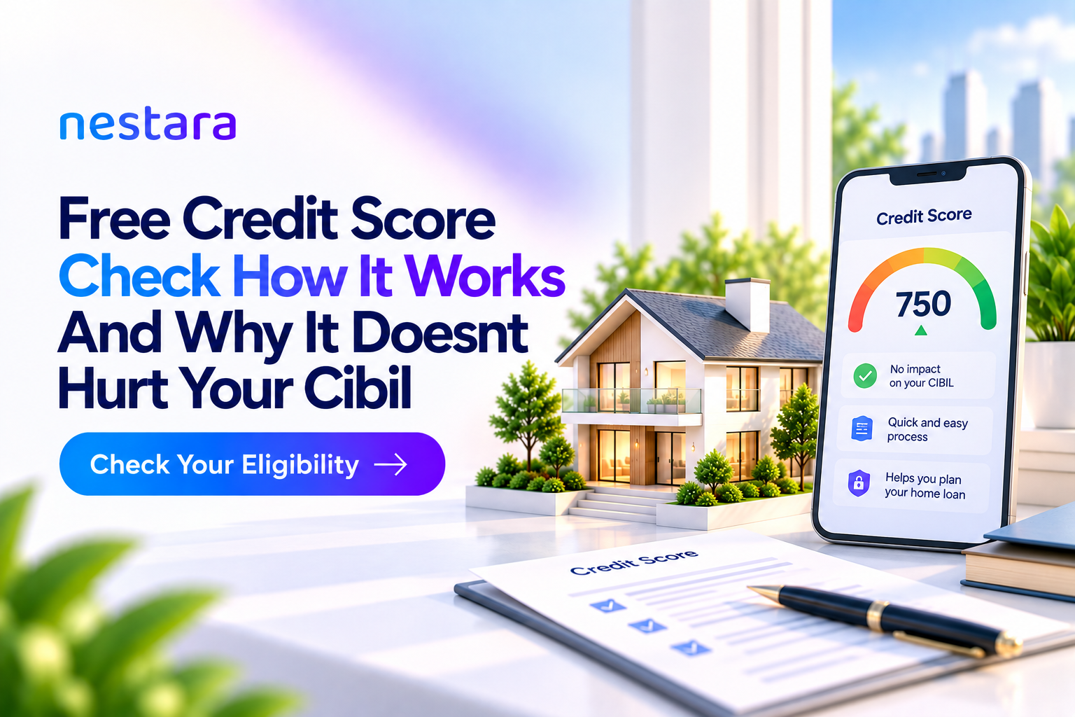 Free credit score check showing CIBIL score and credit report