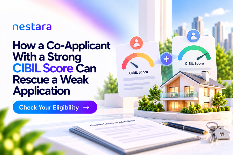 Home loan applicants reviewing a joint application with a strong CIBIL profile